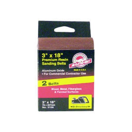 Gator Finishing 346007 3 x 18 in 80 Grit Aluminum Oxide Sanding Belt 2PK 0346007